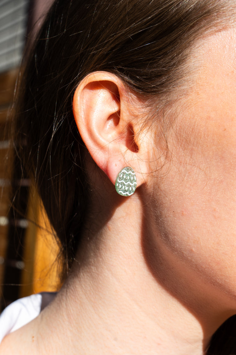 Easter Egg Studs - Pastel Green Glitter