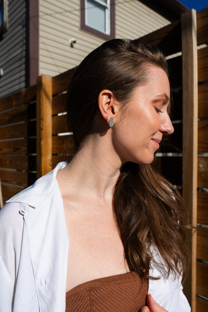 Easter Egg Studs - Pastel Green Glitter