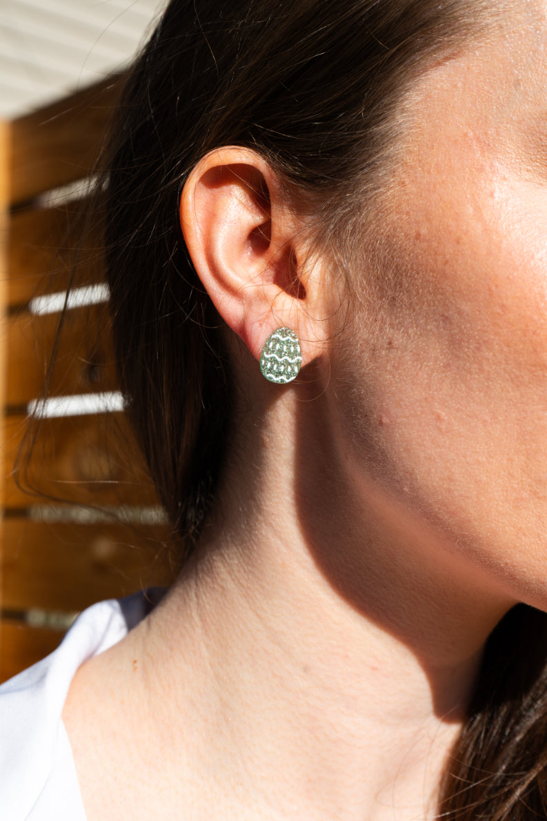Easter Egg Studs - Pastel Green Glitter