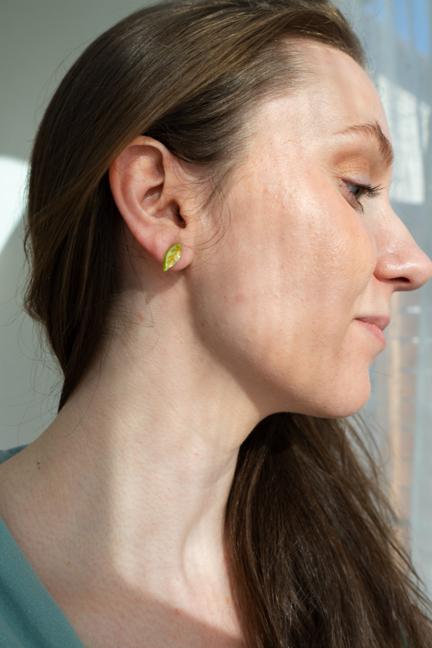 Leaf Studs - Fern Green