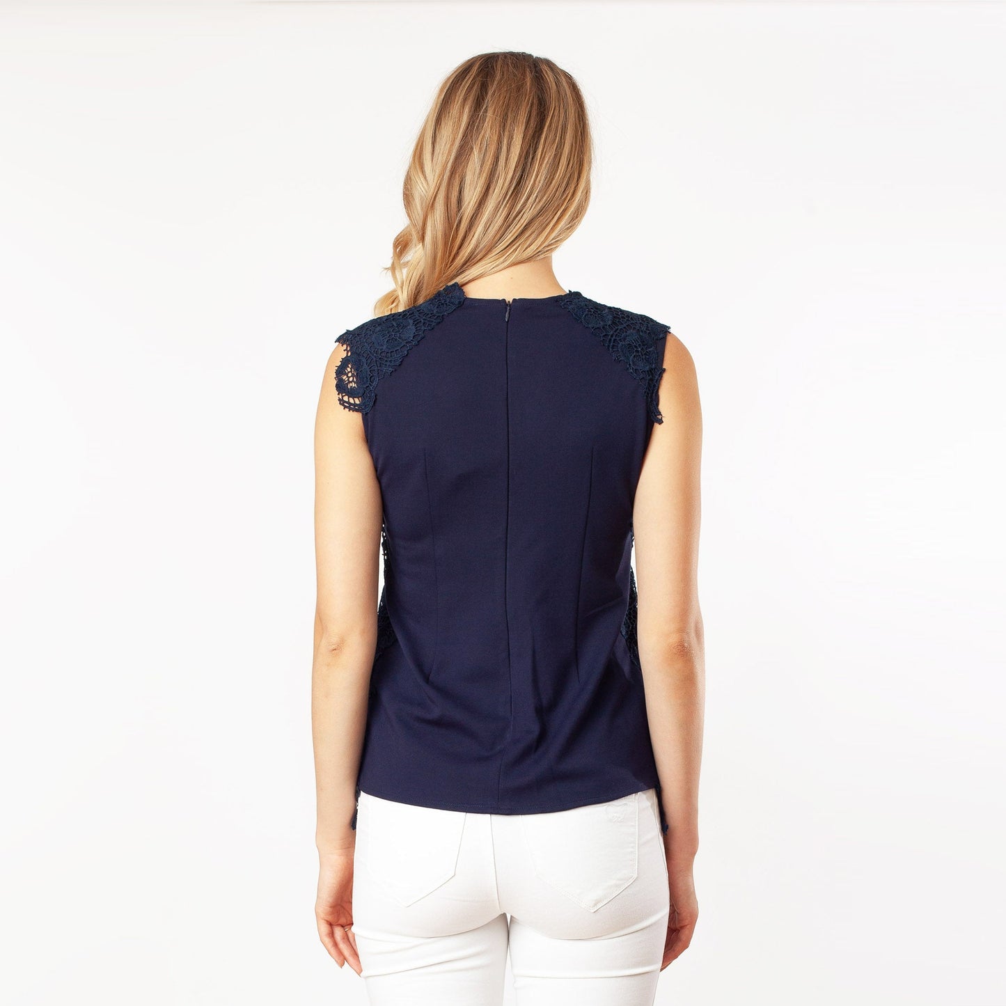 Sleeveless Mix-Media Blouse