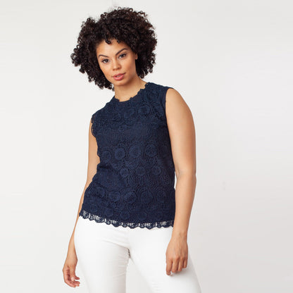 Sleeveless Mix-Media Blouse