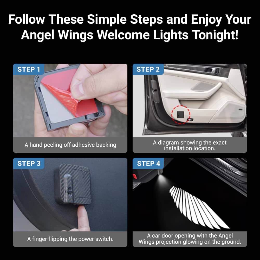 TESERY Angel Wings Door Welcome Lights for Model 3/Y/S/X