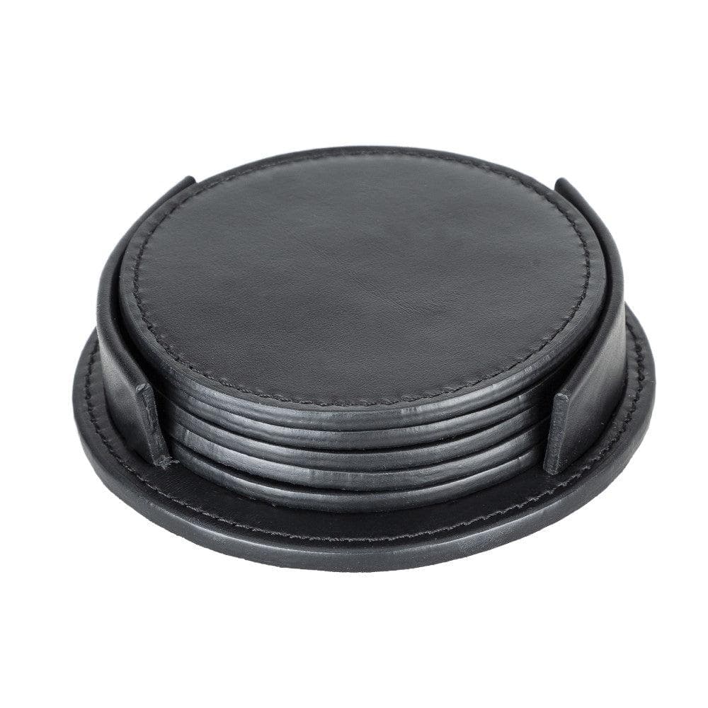 Tucson Genuine Leather Coaster Set of 5 with Holder - Premium Cup Coasters