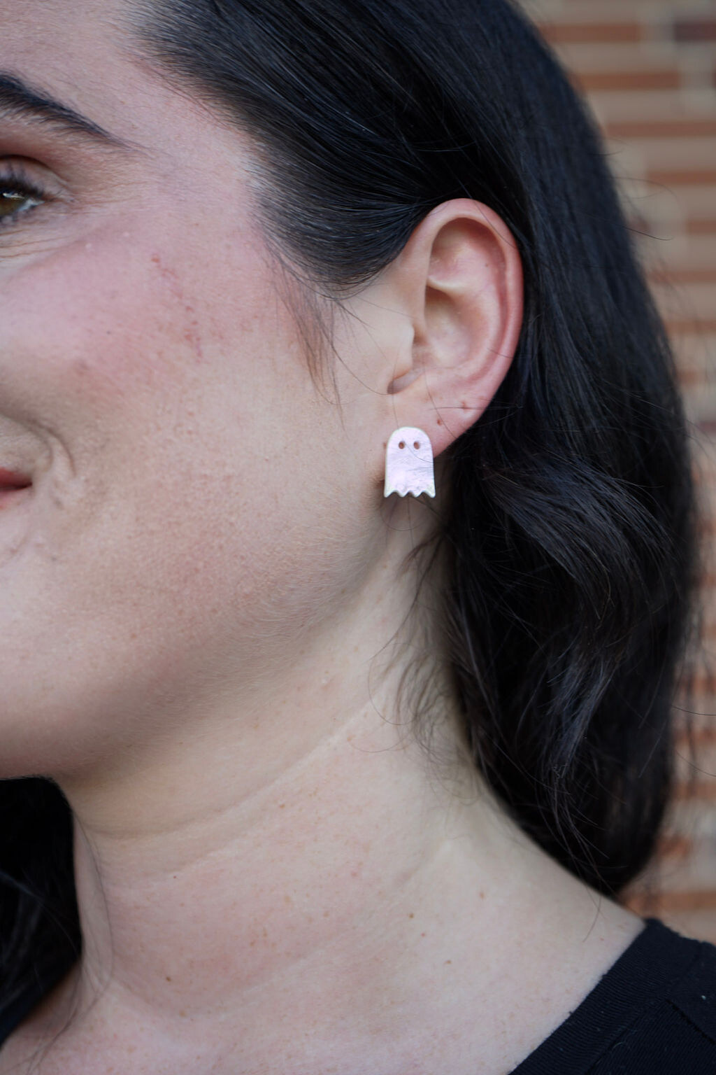 Mini Ghost Studs - Light Pink Shimmer