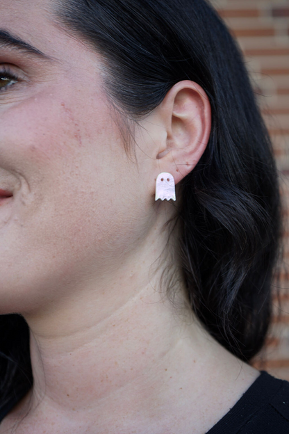 Mini Ghost Studs - Light Pink Shimmer