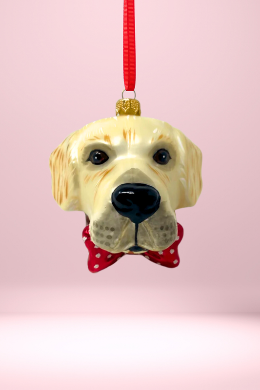 Golden Labrador Glass Christmas Ornament