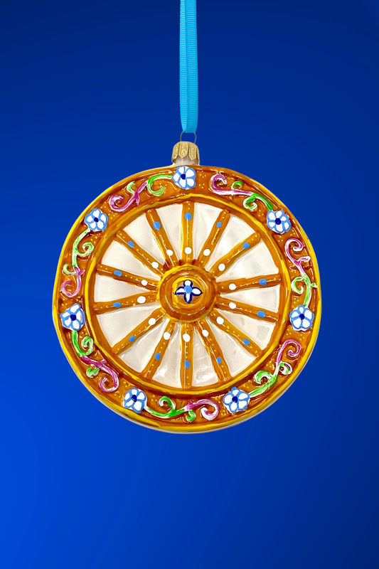Sicilian Carretto Wheel Polish Glass Ornament (Yellow)