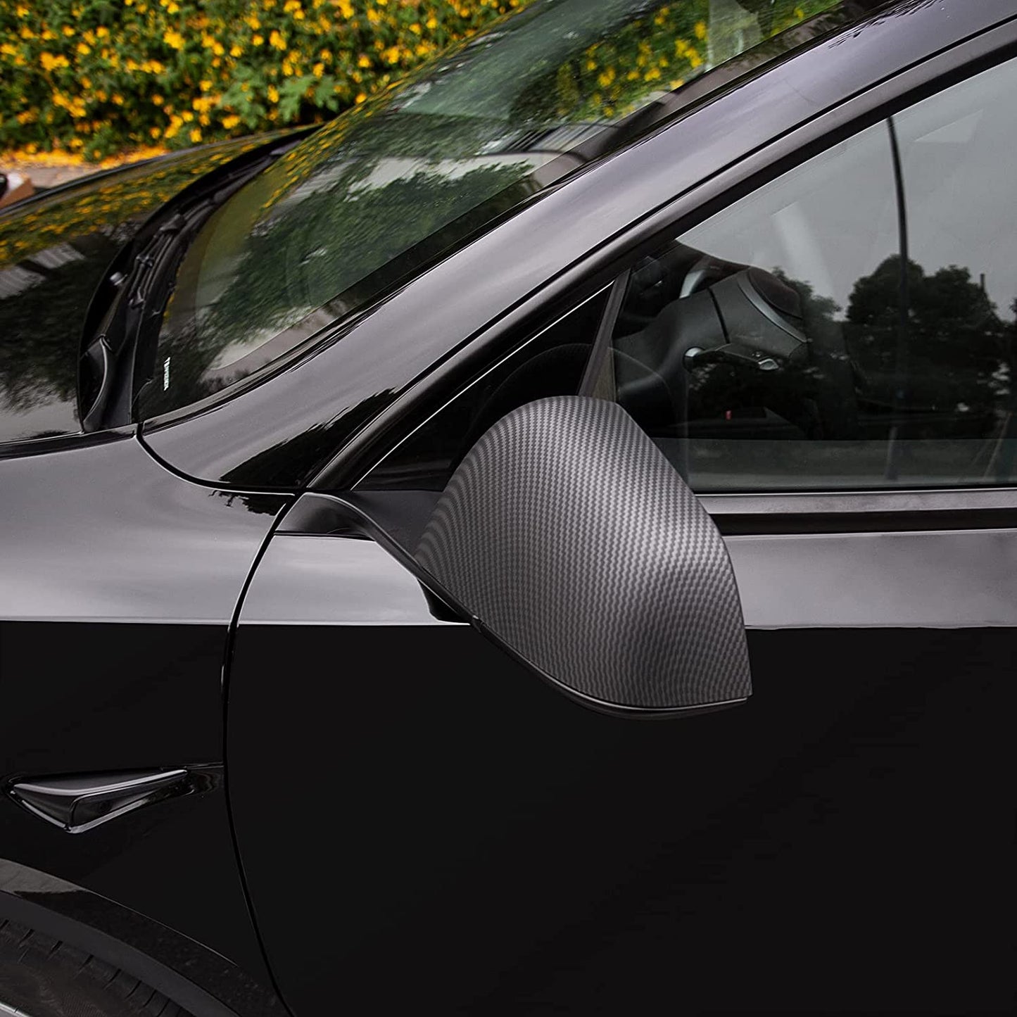 ABS Black Mirror Cover for Tesla Model 3 / Y 2020-2024