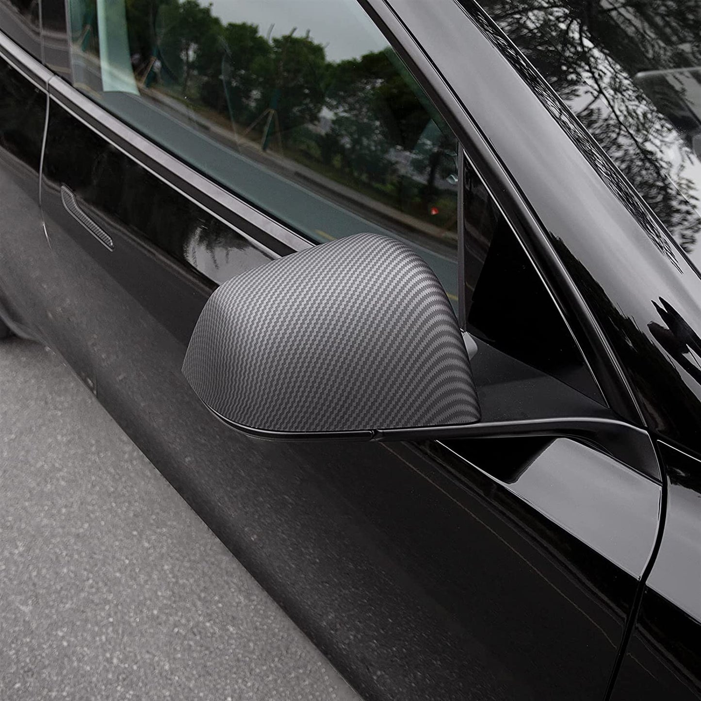 ABS Black Mirror Cover for Tesla Model 3 / Y 2020-2024
