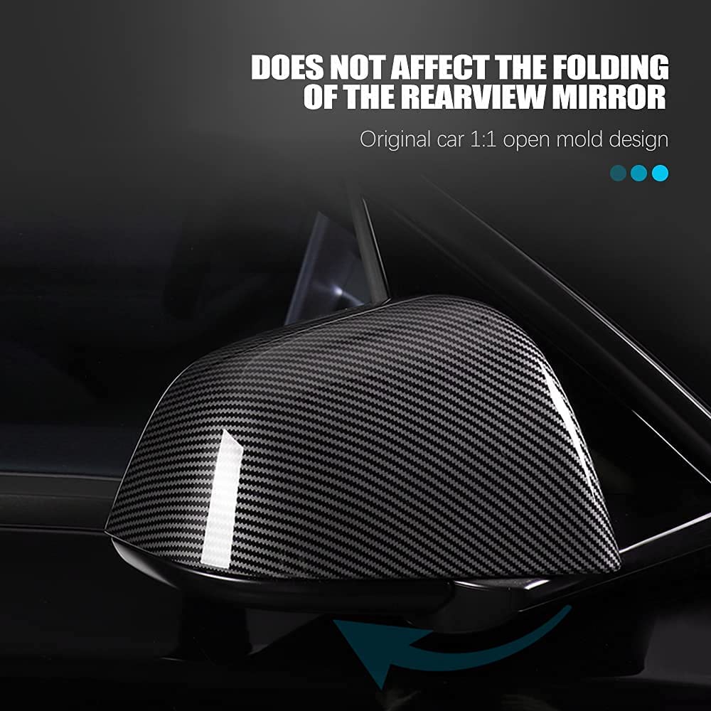 ABS Black Mirror Cover for Tesla Model 3 / Y 2020-2024