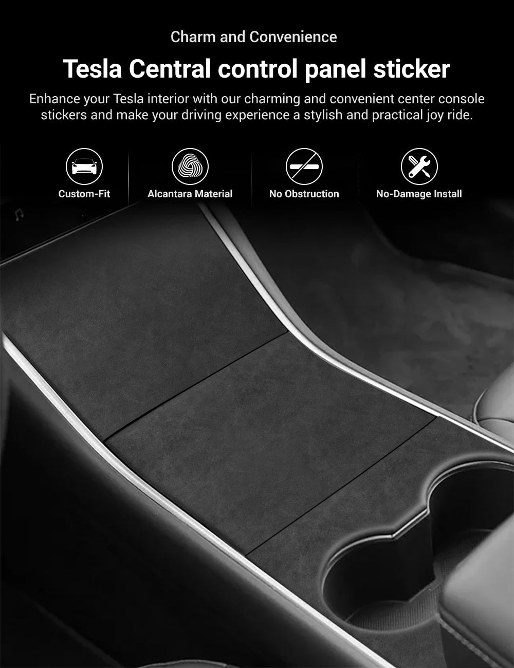 Alcantara Central Control Panel Sticker for Tesla Model 3