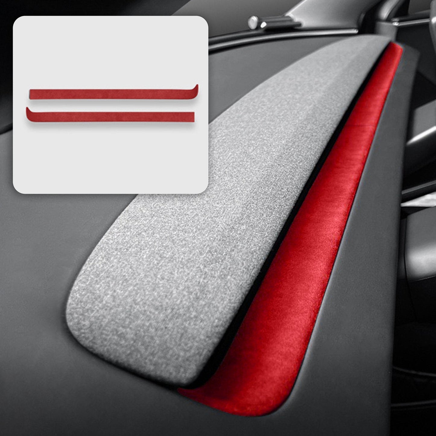 Alcantara Spliced Dash Trim for Tesla Model 3 Highland / Model Y Juniper (2PCS)