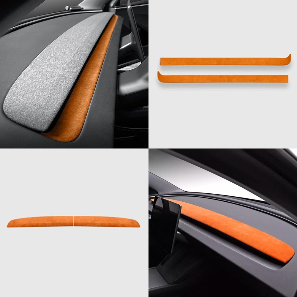 Alcantara Spliced Dash Trim for Tesla Model 3 Highland / Model Y Juniper (2PCS)
