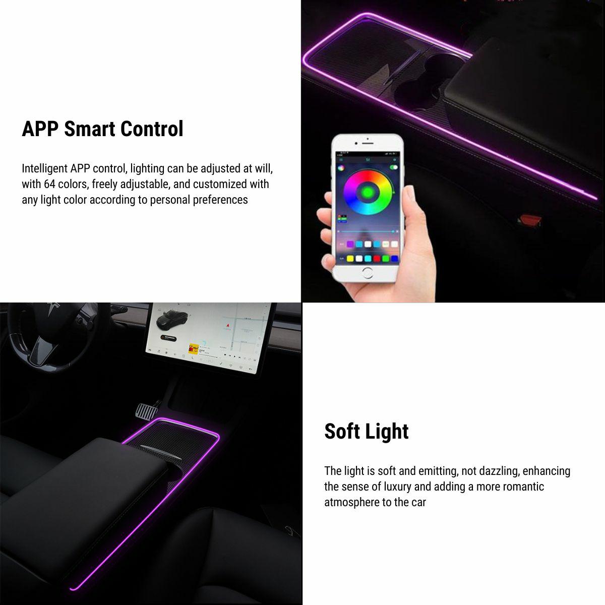 Center Console Ambient Lighting LED Strip for Model 3/Y