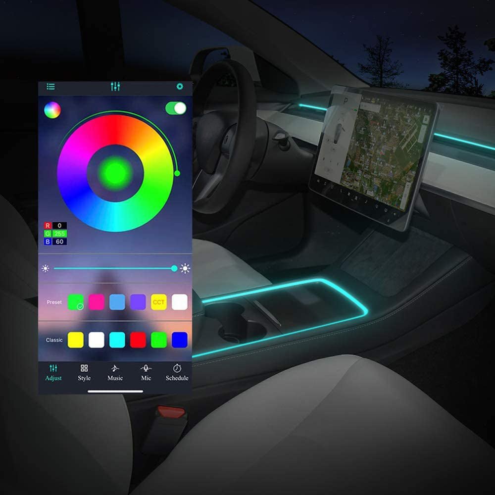 Center Console Ambient Lighting LED Strip for Model 3/Y