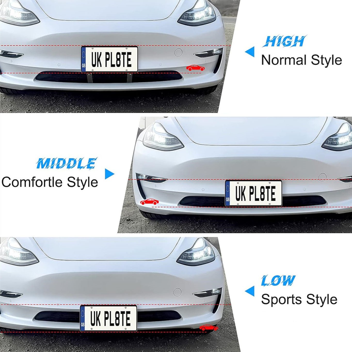 U.S. Standard Front License Plate Frame for Tesla Model 3/Y