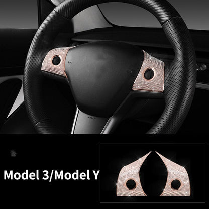 Bling Steering Wheel Buttons Decorate for Tesla Model 3 Model Y（2017-2024）