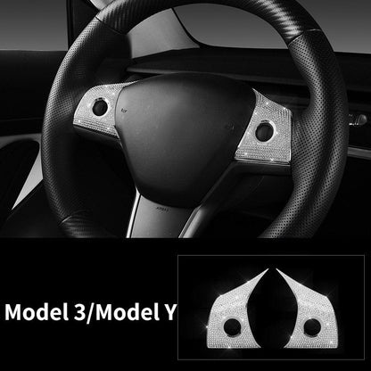 Bling Steering Wheel Buttons Decorate for Tesla Model 3 Model Y（2017-2024）