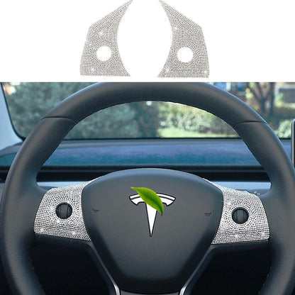 Bling Steering Wheel Buttons Decorate for Tesla Model 3 Model Y（2017-2024）