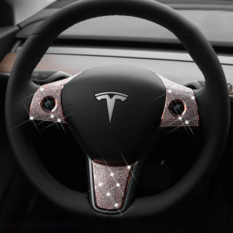 Bling Steering Wheel Buttons Decorate for Tesla Model 3 Model Y（2017-2024）