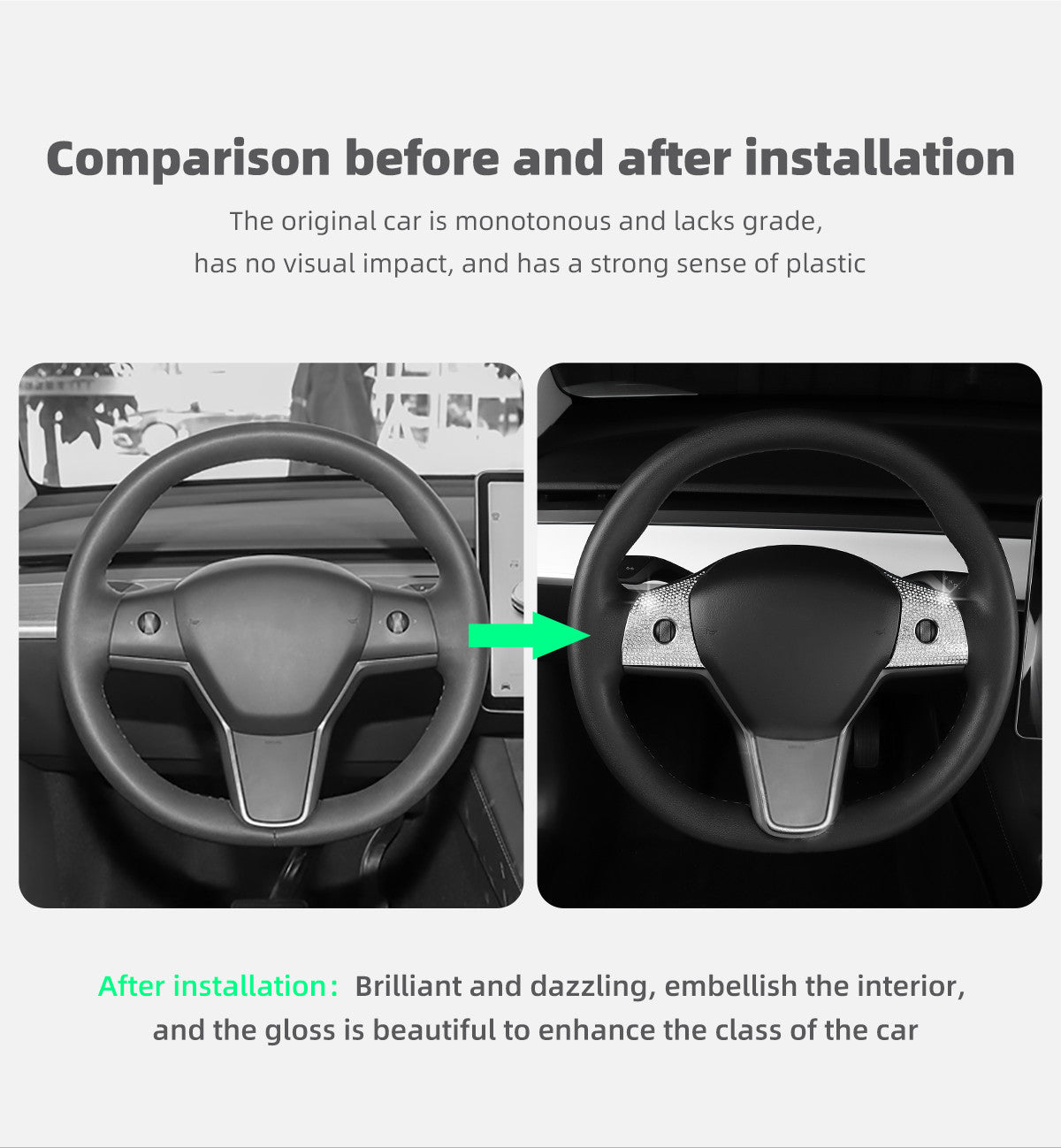Bling Steering Wheel Buttons Decorate for Tesla Model 3 Model Y（2017-2024）