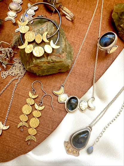 Moon Phase Earrings in Brass