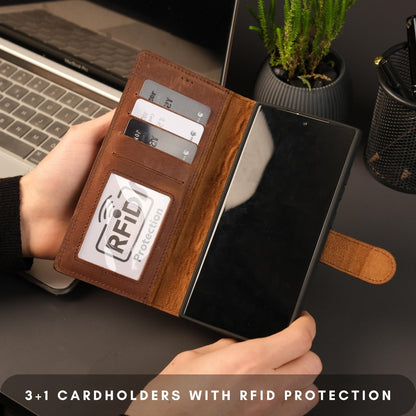 Buffalo Leather Samsung Galaxy S24 Ultra Wallet with Detachable Case