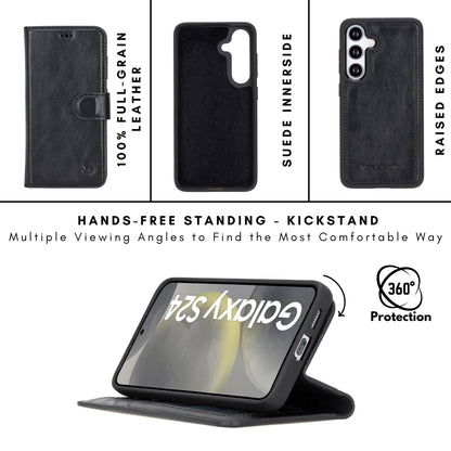 Buffalo Leather Samsung Galaxy S24 Wallet with Detachable Case