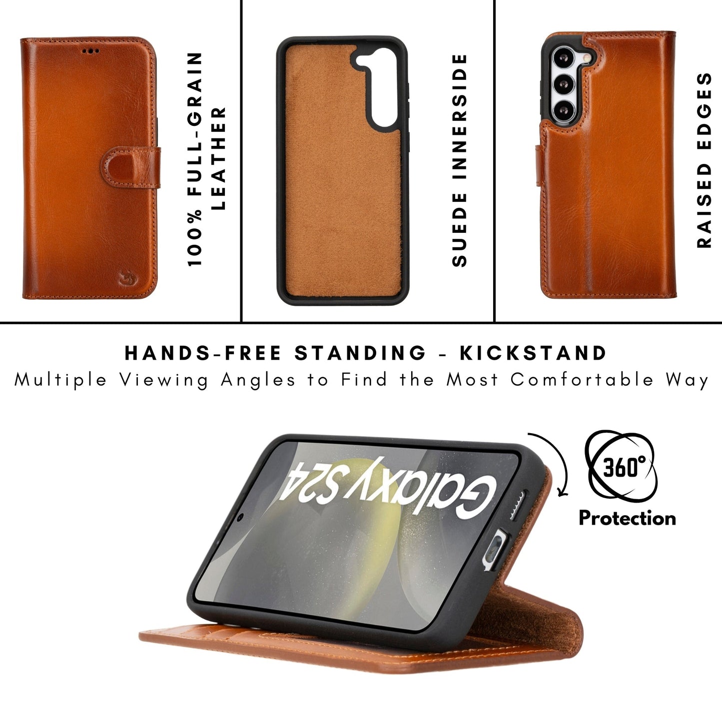 Buffalo Leather Samsung Galaxy S24 Wallet with Detachable Case