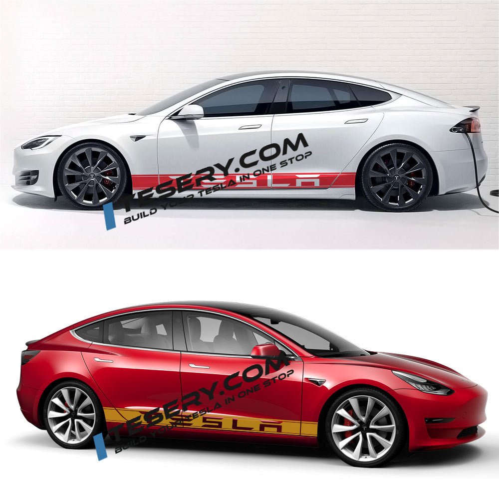 Car Door Side Skirt Stripes Sill Sticker Body Decal for Tesla Model S/3/X/Y (2pcs/set)