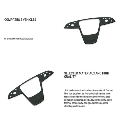Carbon Fiber Yoke Steering Wheel Trim Panel Cover for Model S/X 2021+