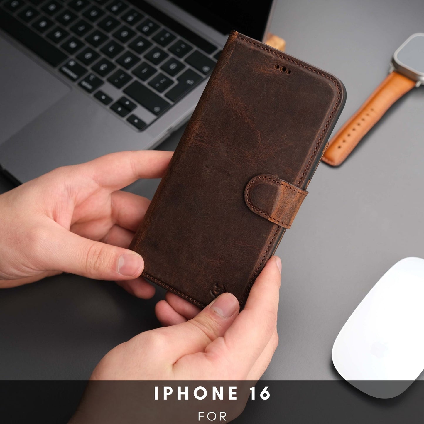 Casper iPhone 16 Wallet Case Leather MagSafe