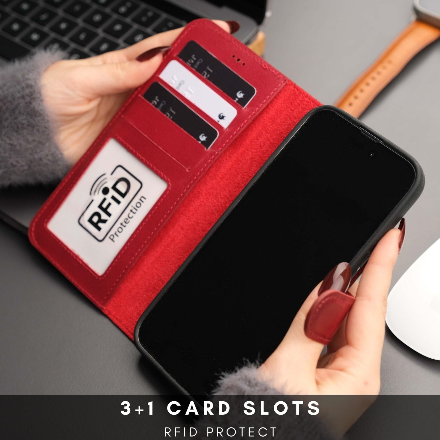 Casper Leather iPhone 15 Pro Max Wallet Case | Detachable MagSafe Compatible RFID Protection