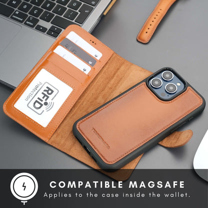 Casper Leather iPhone 15 Pro Max Wallet Case | Detachable MagSafe Compatible RFID Protection