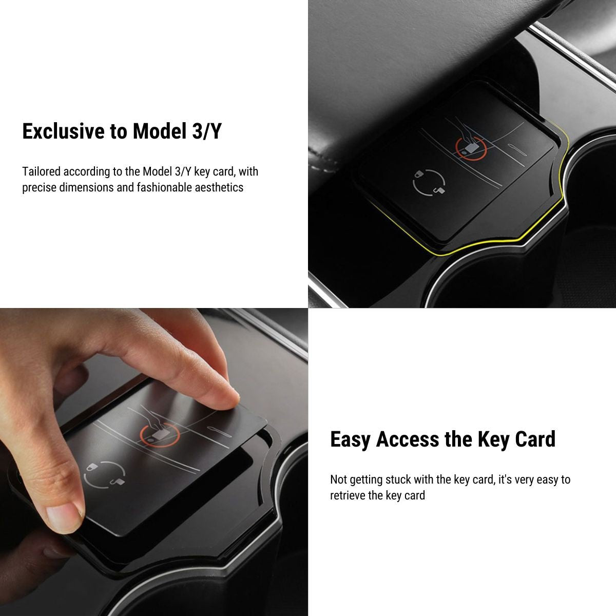 Center Console Card Key Holder for Tesla Model 3 2017-2023.10 & Model Y 2017-2024