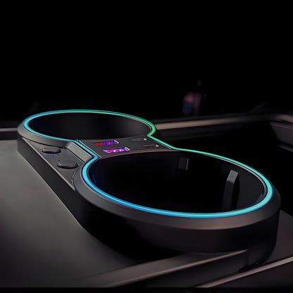 Console Cup Holder Expansion Dock with Lighting for Tesla Model 3/Y