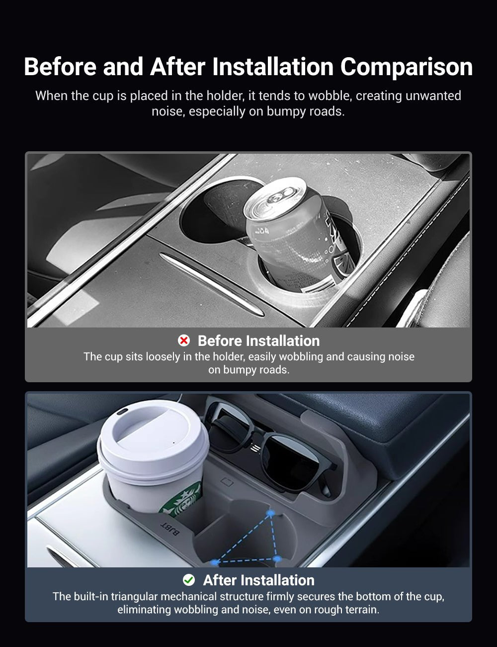 Center Console Cup Holder With Storage Organize for Model 3/Y