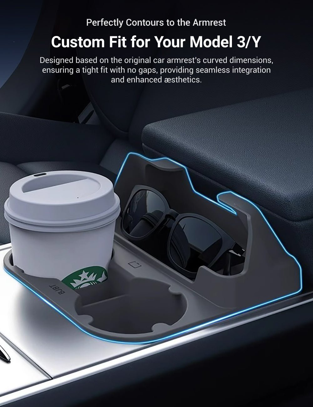 Center Console Cup Holder With Storage Organize for Model 3/Y