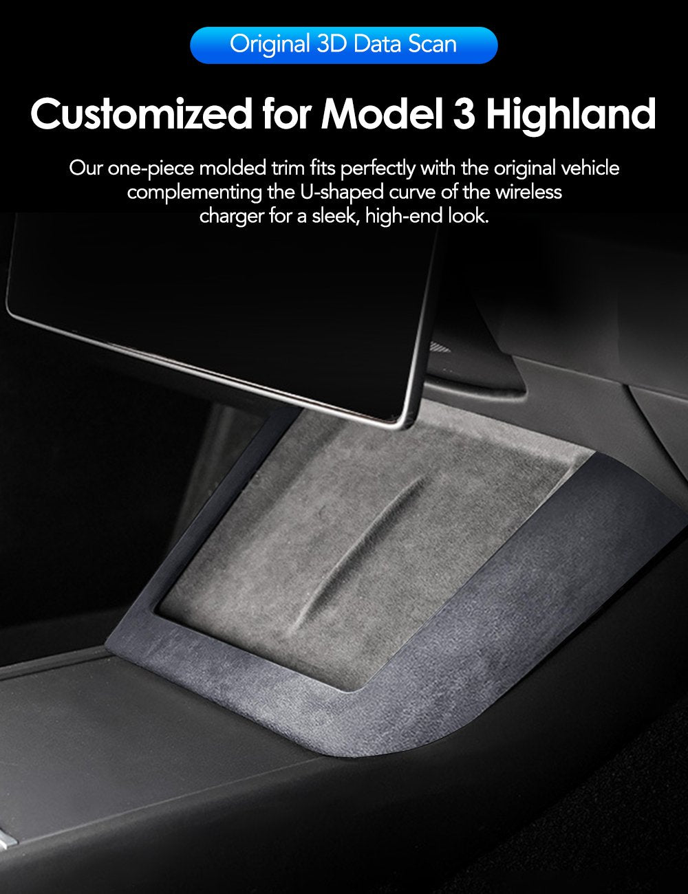 Center Console Wireless Charger Cover Trim for Model 3 Highland & New Model Y