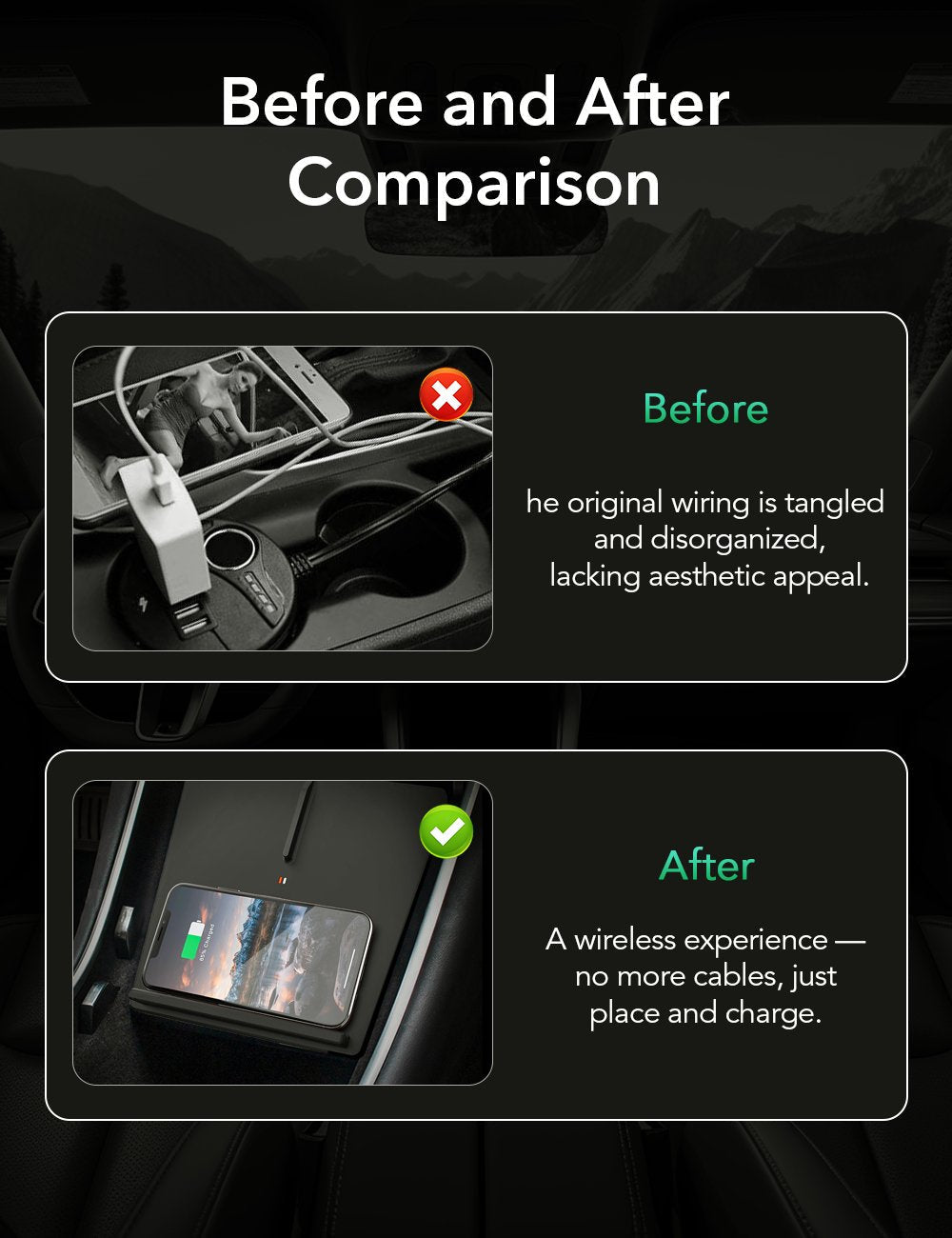 Center Console Wireless Charger for Tesla Model 3