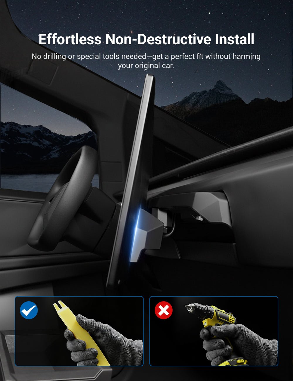 Center Screen Swivel Rotating Mount Kit for Tesla Cybertruck