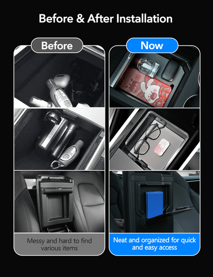 Console & Armrest Triple Storage Pack for Model Y Juniper & Model 3 Highland