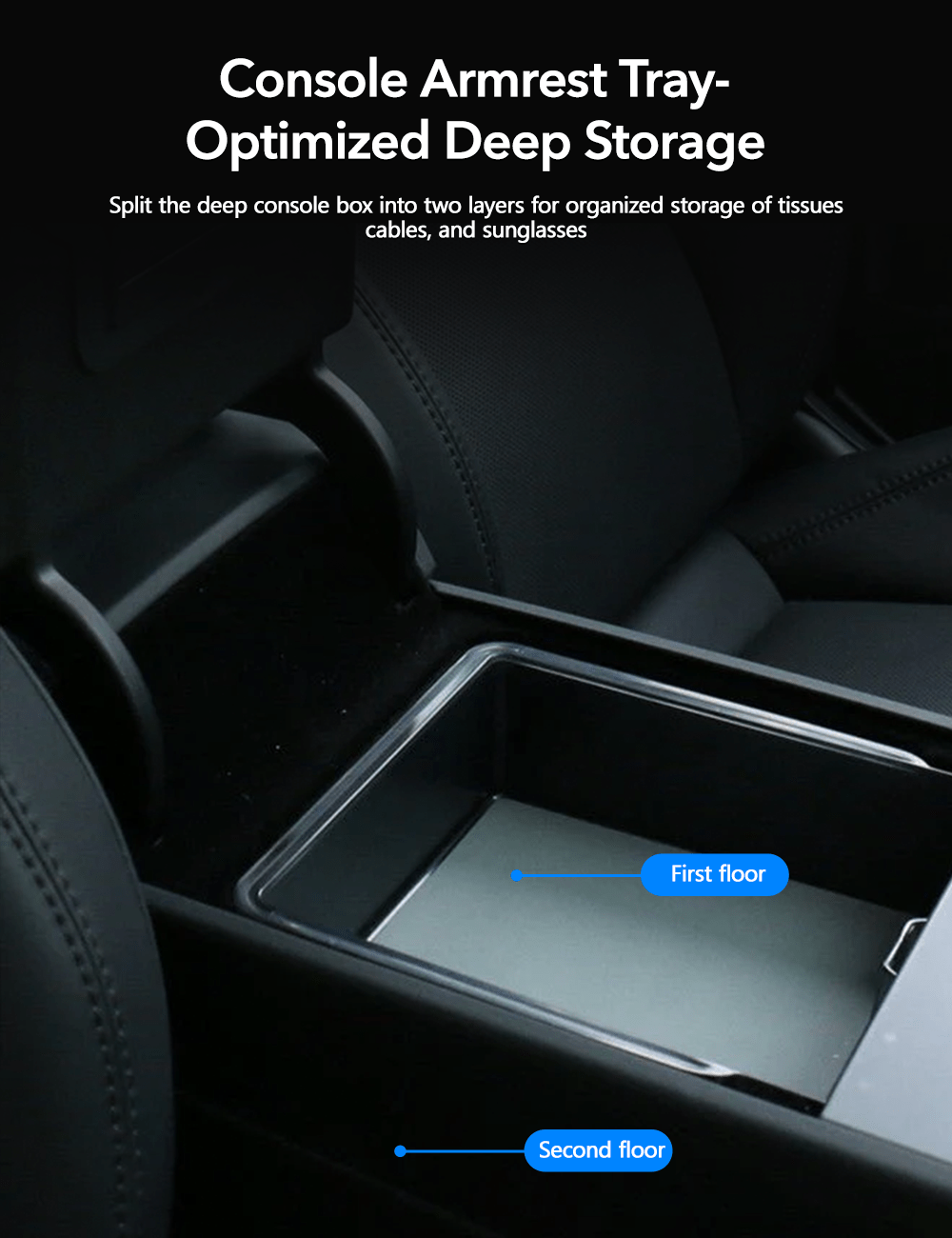 Console & Armrest Triple Storage Pack for Model Y Juniper & Model 3 Highland