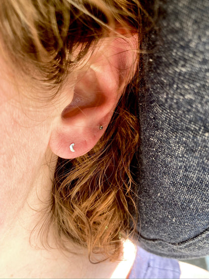 Crescent Moon Stud Earrings in Sterling Silver | Moon Phase Earrings