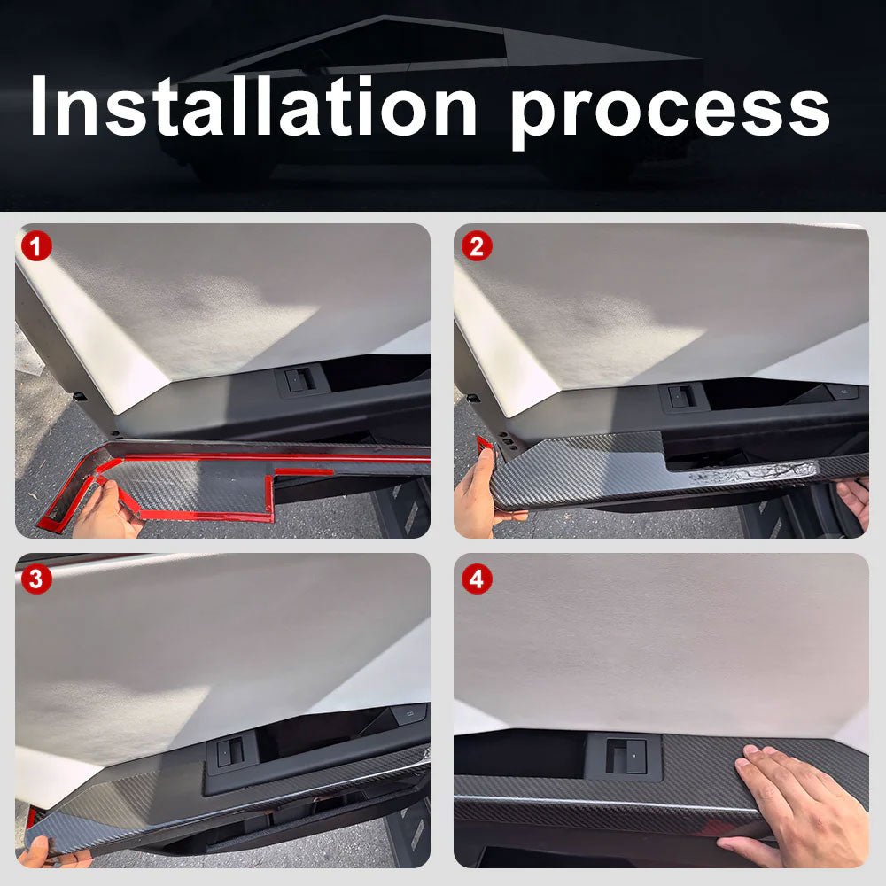 Cybertruck Lower Door Panel Armrest Overlays | Real Molded Carbon Fiber (4-Piece Set)