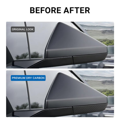 Cybertruck Side Mirror Bottom Cover | Real Dry Carbon Fiber Trim