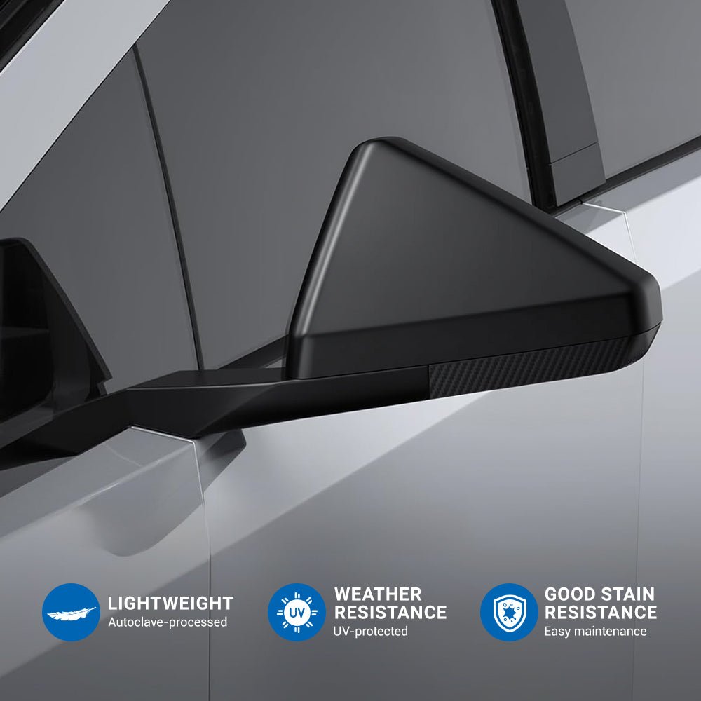 Cybertruck Side Mirror Bottom Cover | Real Dry Carbon Fiber Trim