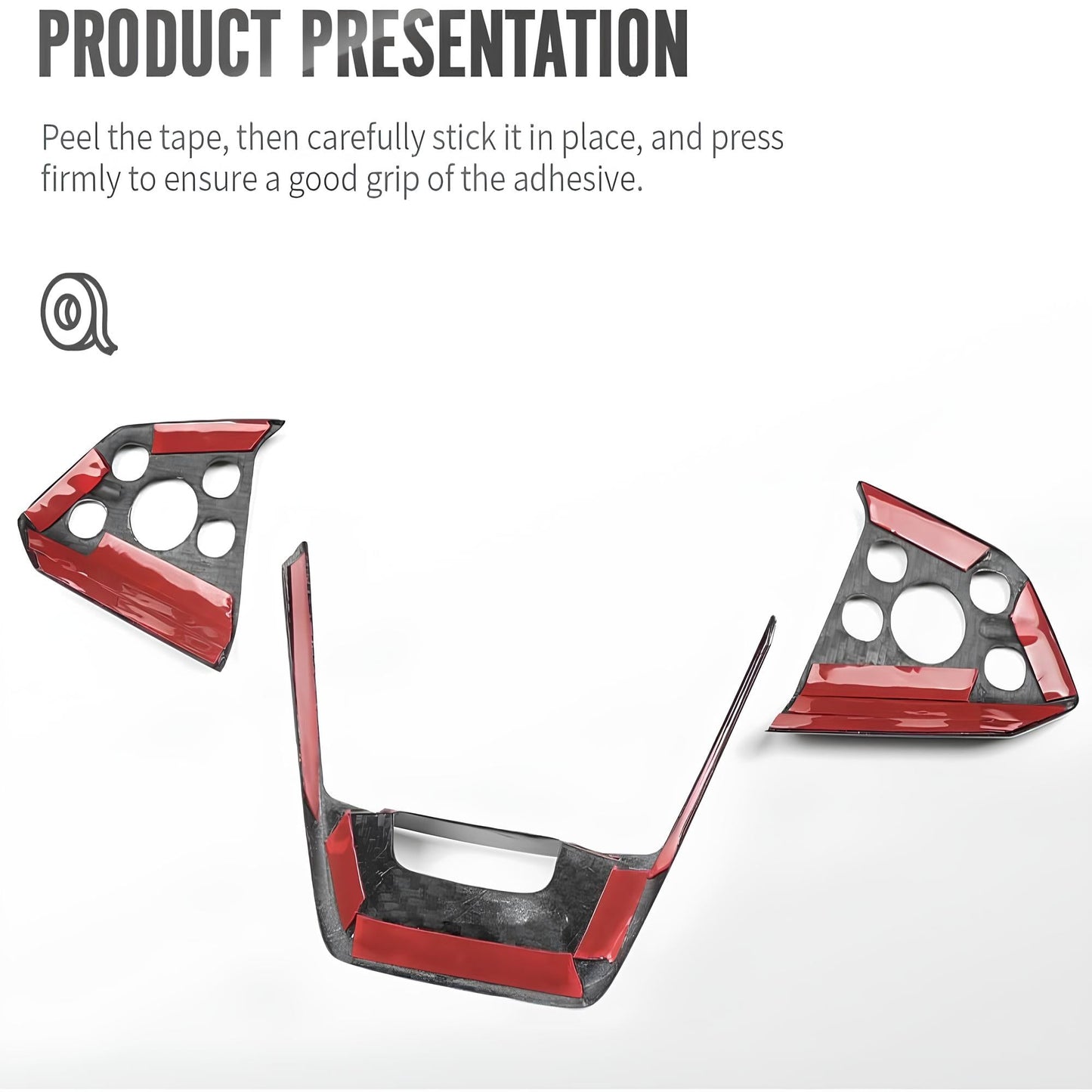 Cybertruck Steering Wheel Voice Control Trim | Glossy/Matte Real Carbon Fiber