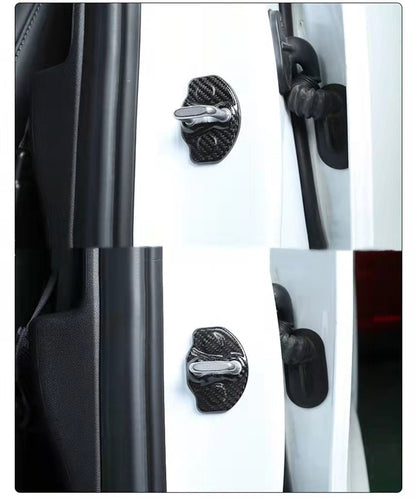 Real Dry Carbon Fiber Door Lock Cover for Tesla Model 3 & Model Y